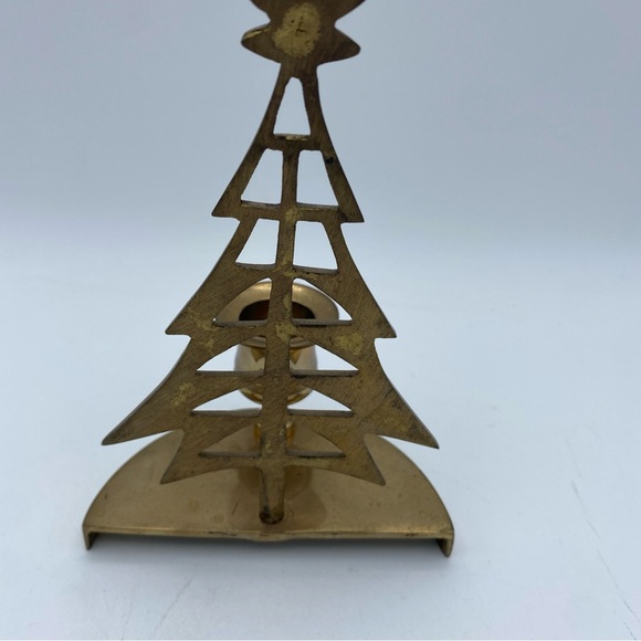 VTG Gatco Solid Brass Christmas Tree Holiday Taper Candle Holder Made In India - Picture 14 of 16